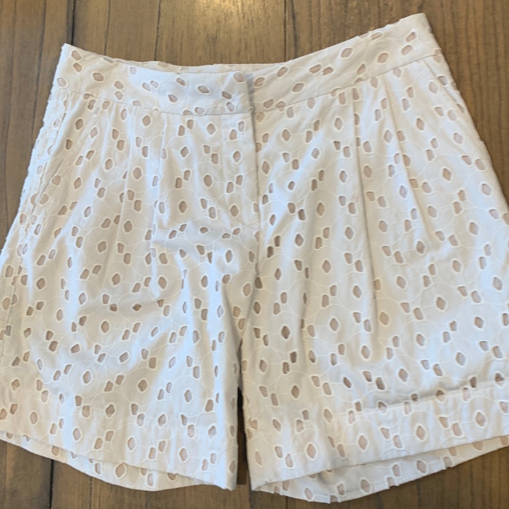 Hoss Intropia off white eyelet shorts